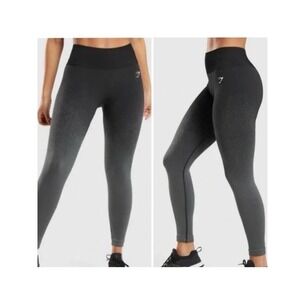 GYMSHARK Adapt Ombre Seamless Leggings Black Charcoal Size Large